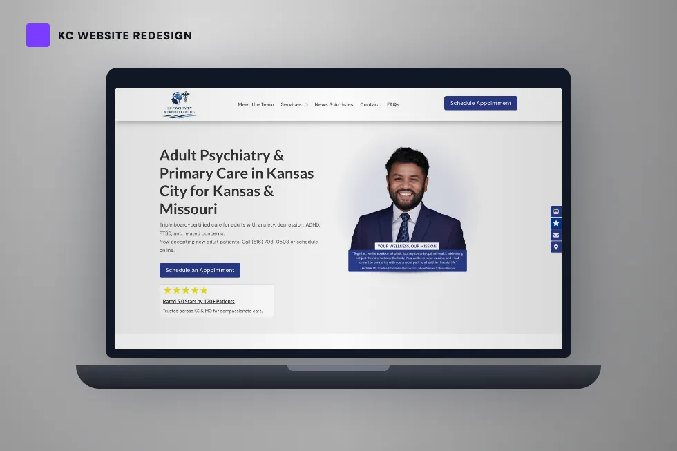 KC Psychiatry and Primary Care website redesign preview