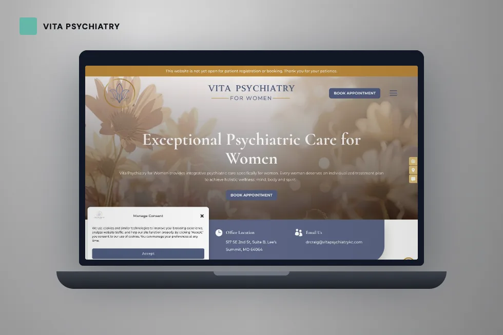 Vita Psychiatry website project preview